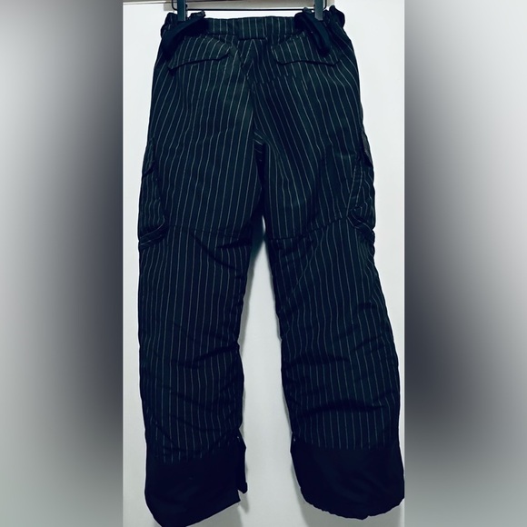 Lands’ End Youth Insulated Snow Pants, Size 16, Brown with White Pinstripes - Picture 3 of 16